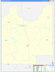 Roger Mills County, OK Wall Map Zip Code Basic Style 2024